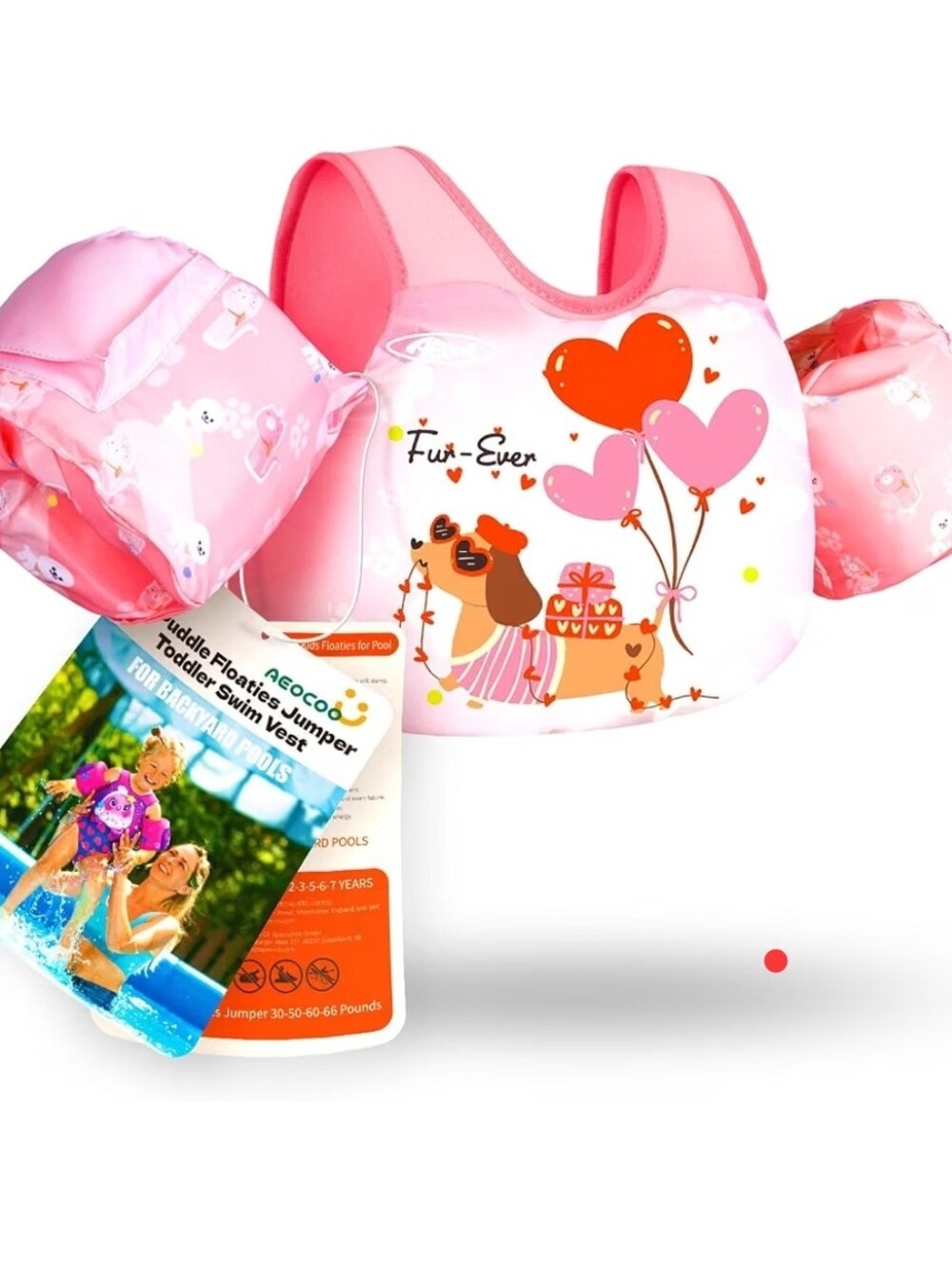 Pink Kids Swim Vest and Arm Floaties - Fun-Ever